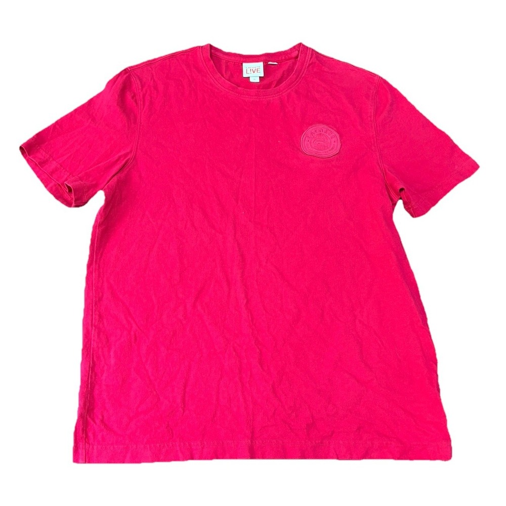 Lacoste Live Mens XL Short Sleeve T Shirt Crocodile Embroidered Logo Red Cotton